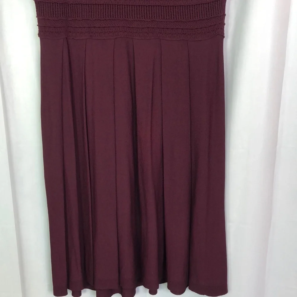 Lane Bryant Burgundy A-Line Midi Dress Scoop Neck Short Sleeve 14/16
